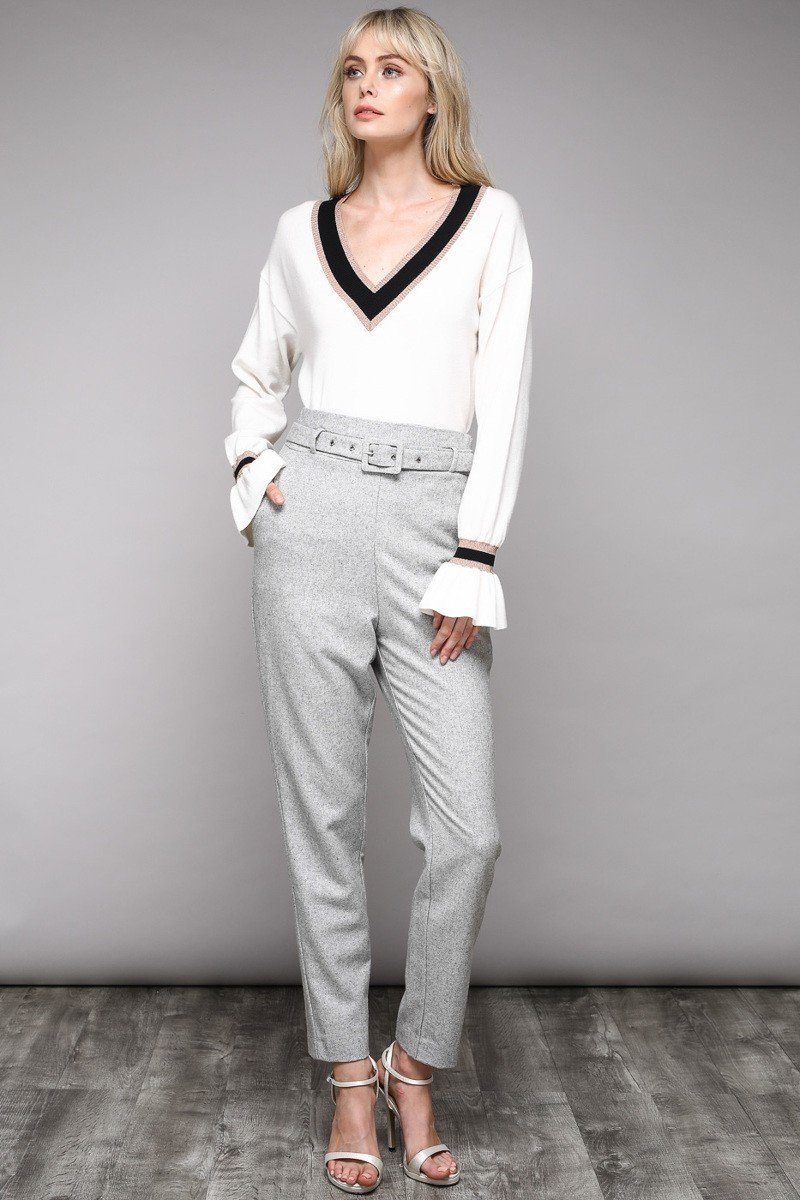 Grey Belted Trouser pant Do+Be