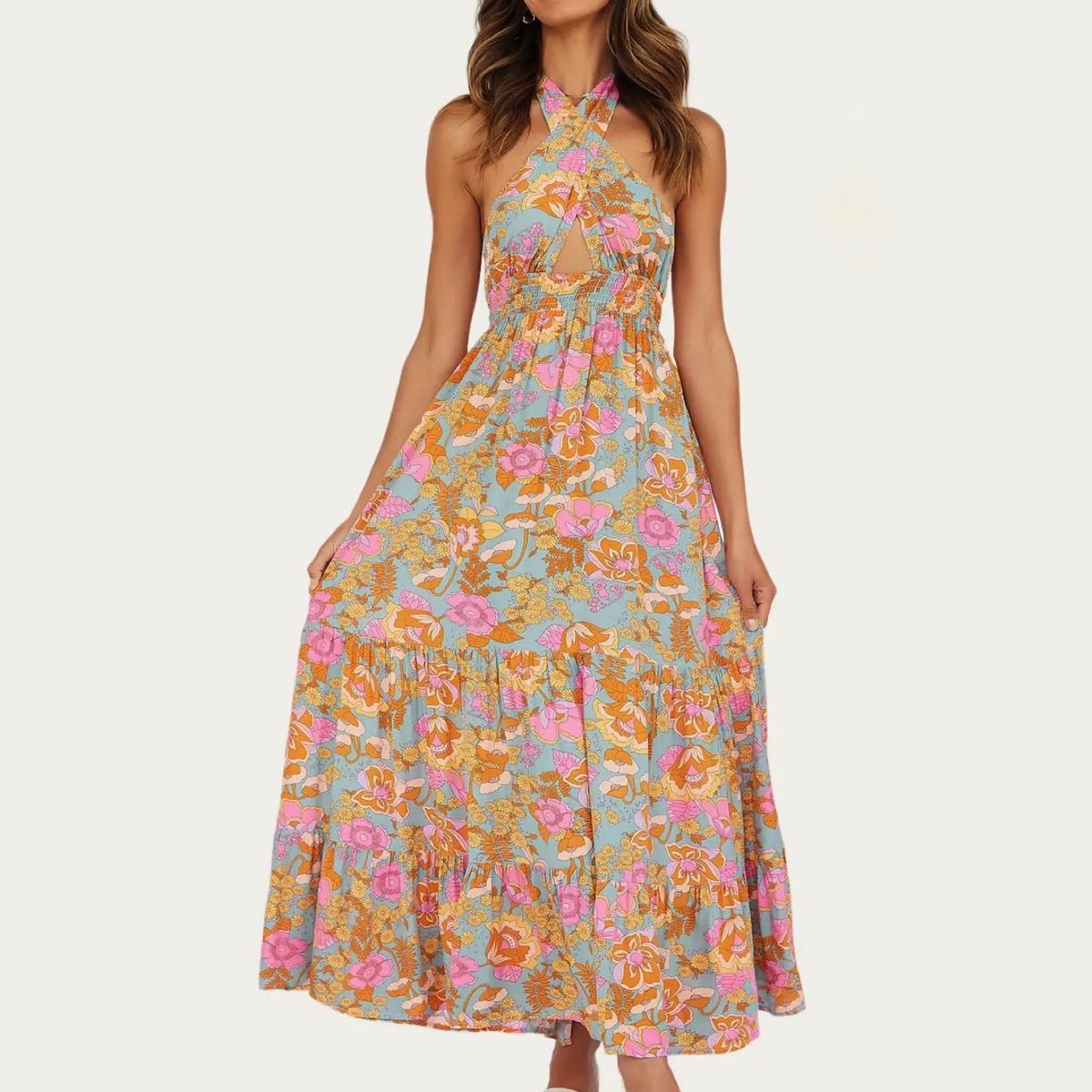 Blooming Floral Halter Dress