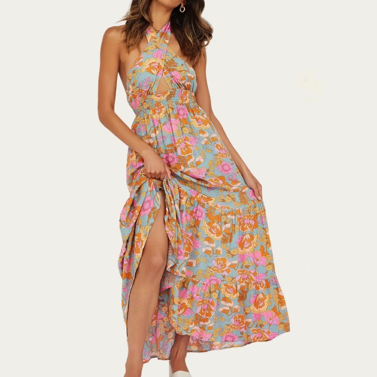 Blooming Floral Halter Dress