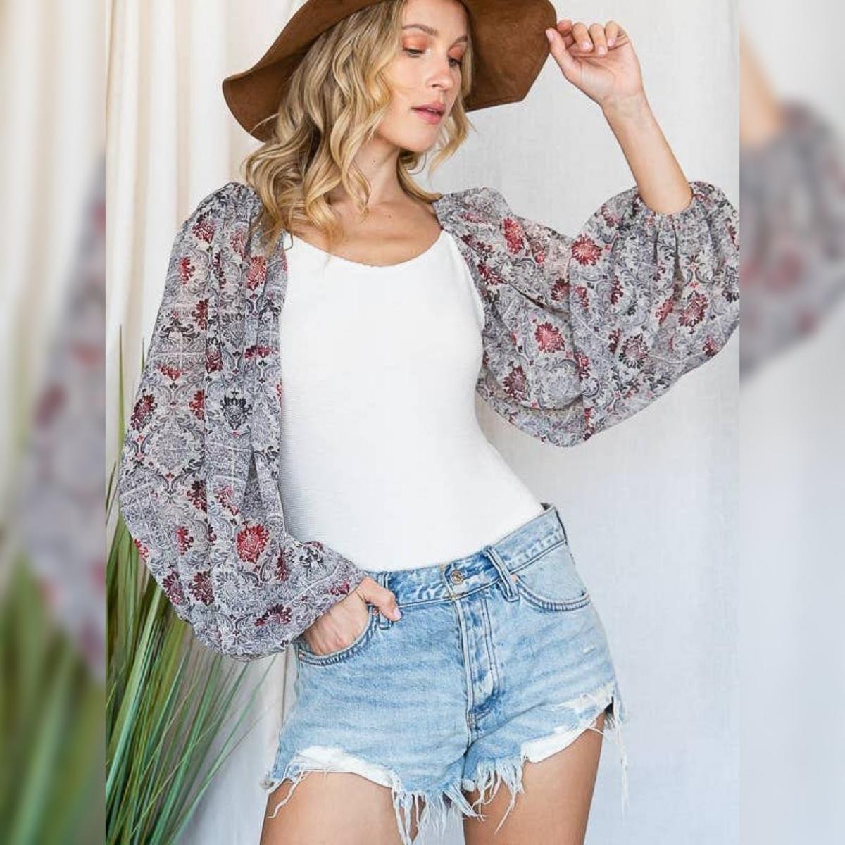 Paisley Puff Sleeve Bodysuit