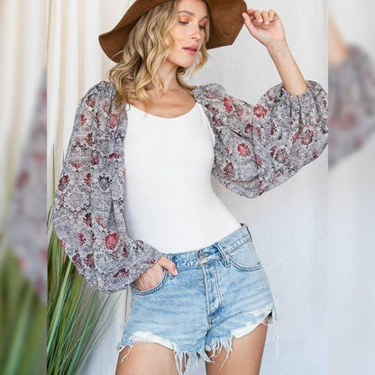 Paisley Puff Sleeve Bodysuit
