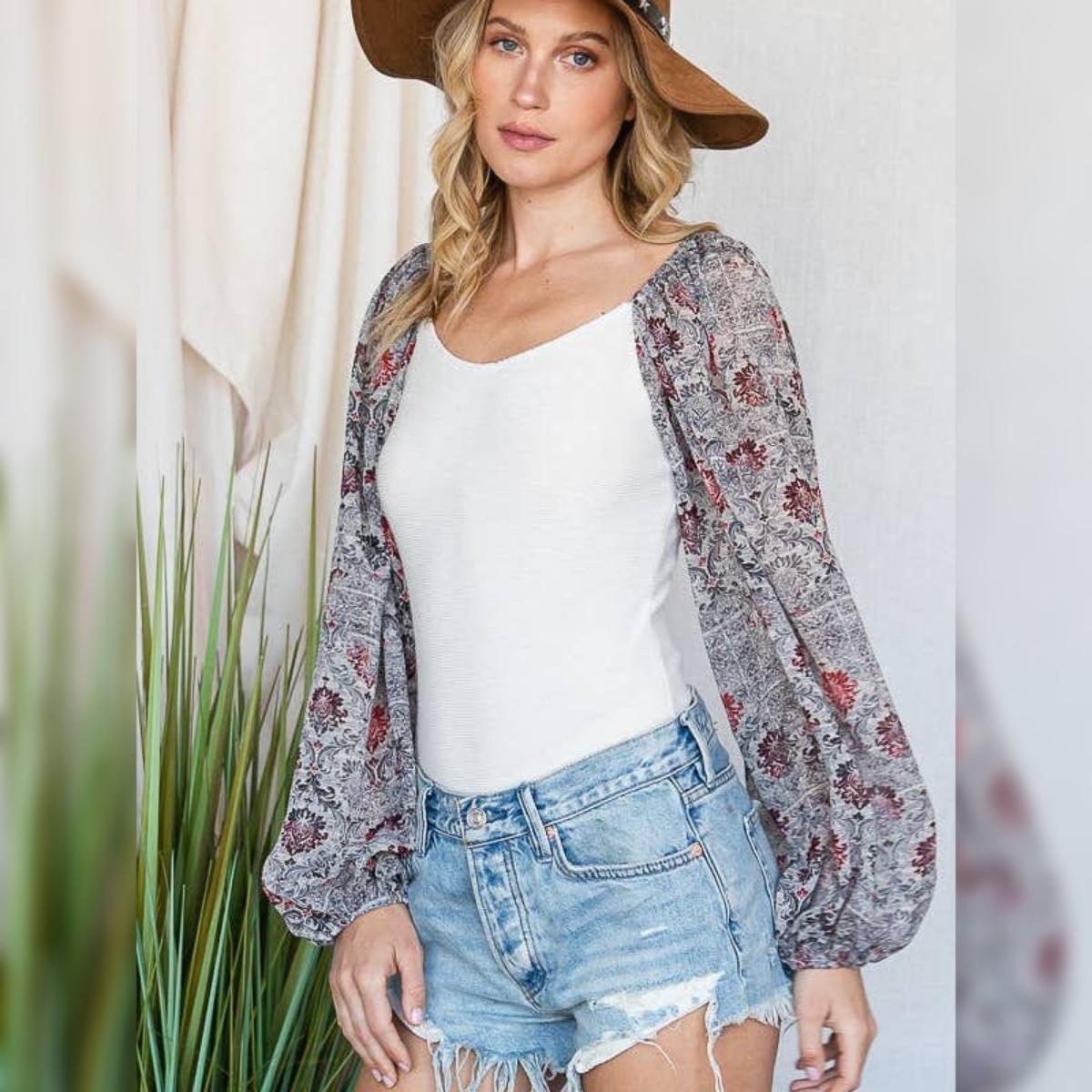 Paisley Puff Sleeve Bodysuit