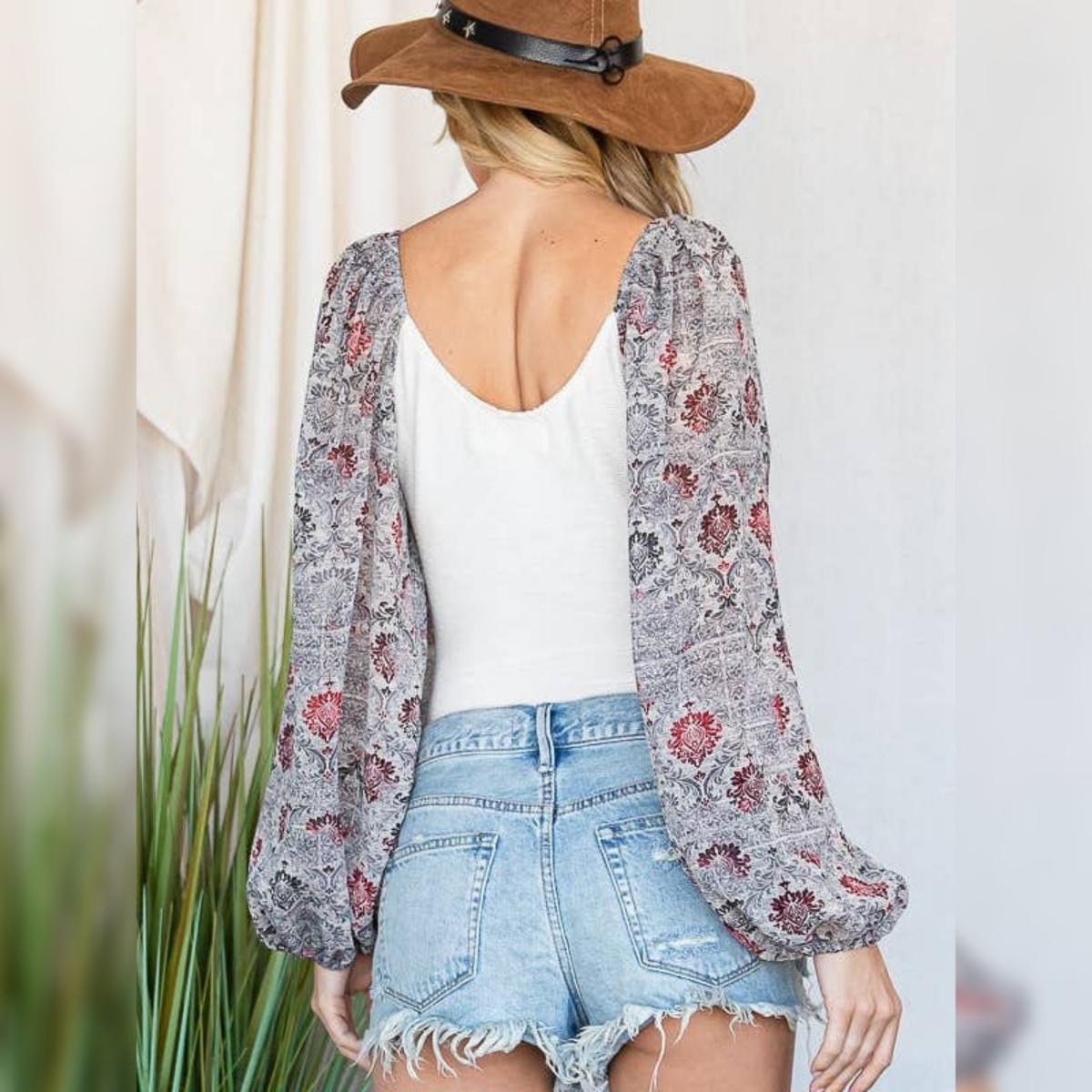 Paisley Puff Sleeve Bodysuit