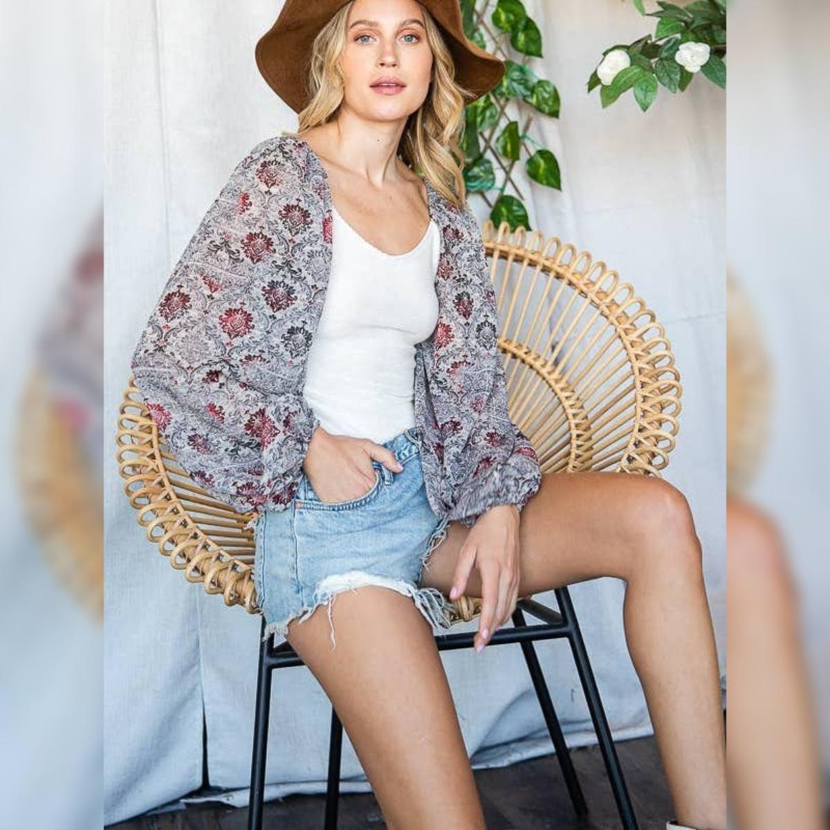 Paisley Puff Sleeve Bodysuit