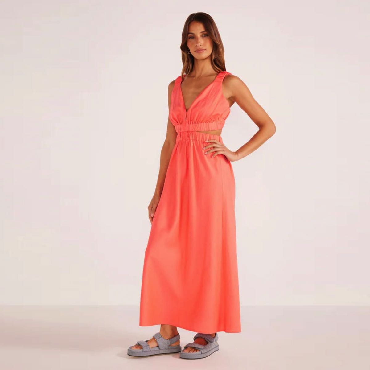 Lila Linen Cut Out Midi Dress