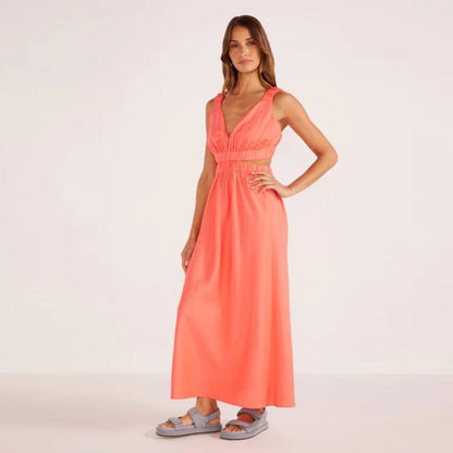 Lila Linen Cut Out Midi Dress