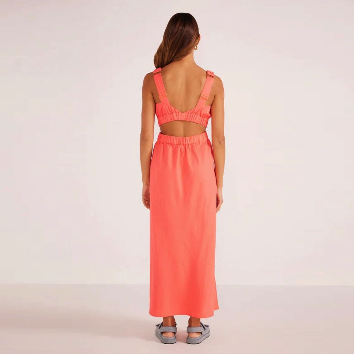 Lila Linen Cut Out Midi Dress