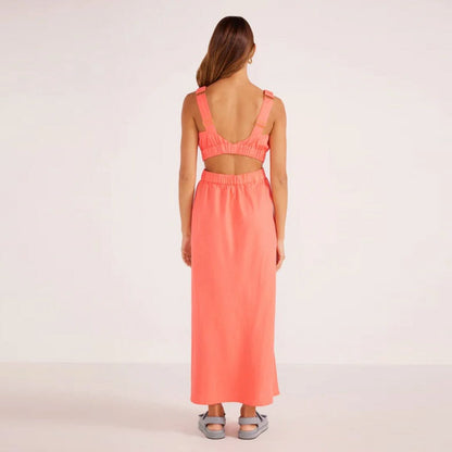 Lila Linen Cut Out Midi Dress