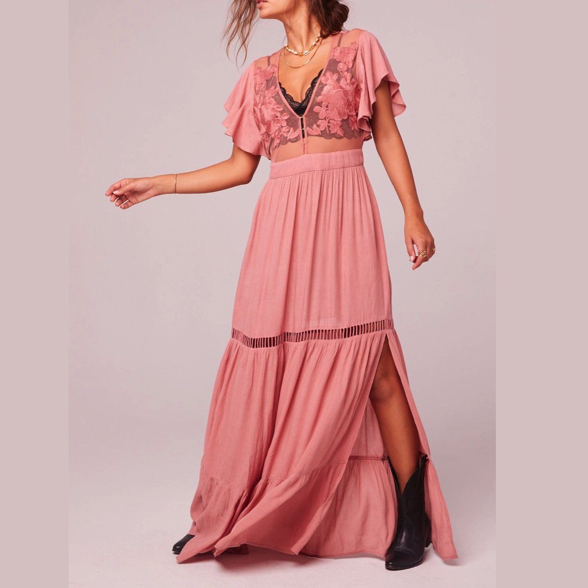 All You Need is Love Mauve Maxi Dress Band Of Gypsies 