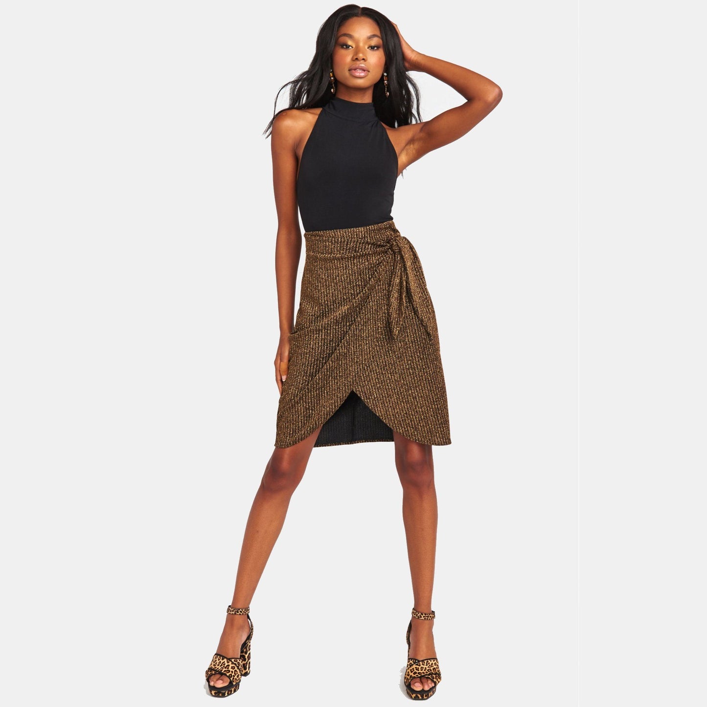 Anjolie Wrap Skirt-Gold Me Up Stripe Show Me Your Mumu 