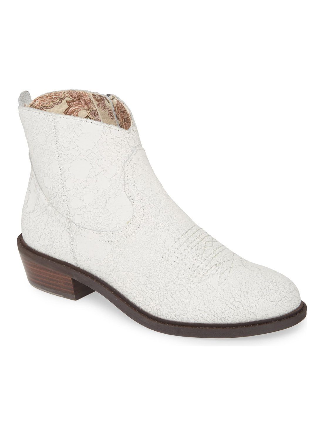 Montrose White Crackle Leather Booties Band Of Gypsies 