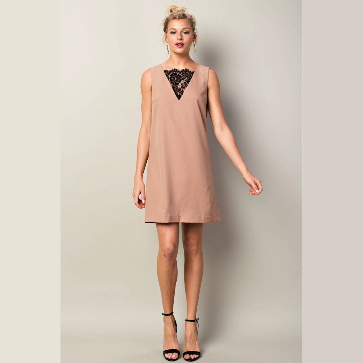 Tan Lace Peep Dress do not display 
