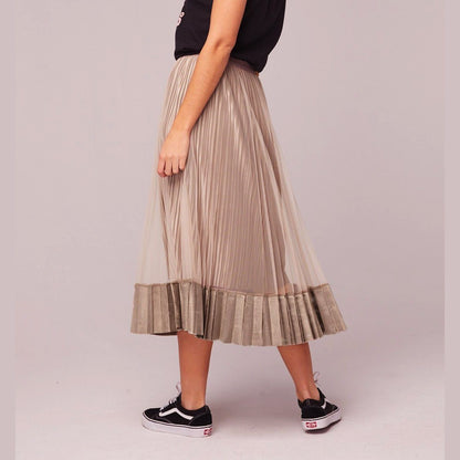 Tiny Dancer Taupe Velvet Pleated Midi Skirt Band Of Gypsies 
